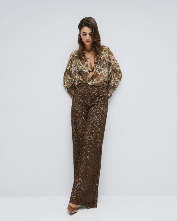 Chenille lace straight-leg pants - Access Fashion