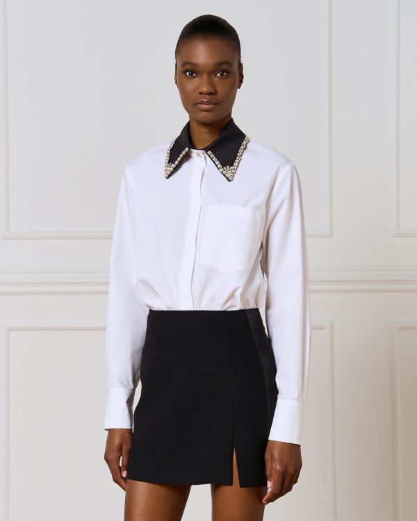 Shirt with detachable rhinestone collar - Access Fashion - Image 3