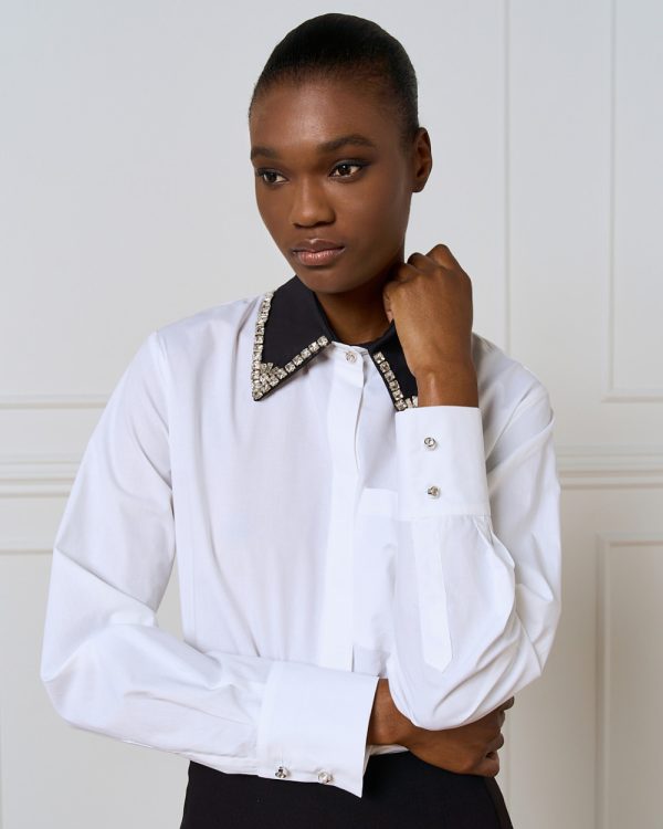 Shirt with detachable rhinestone collar - Access Fashion - Image 5