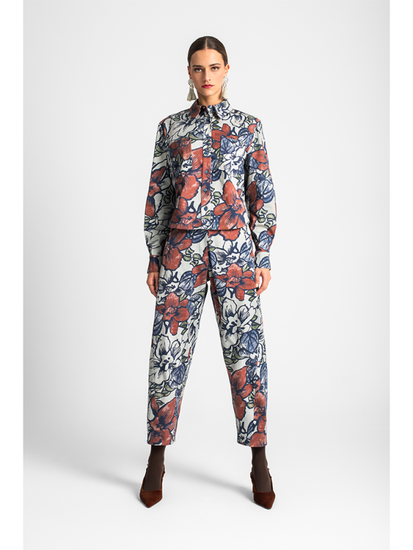 Floral print trousers in multicolor tones - Moutaki