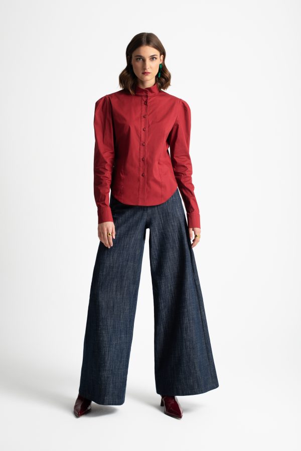High-waist denim trousers with wide-leg - Moutaki - Image 2