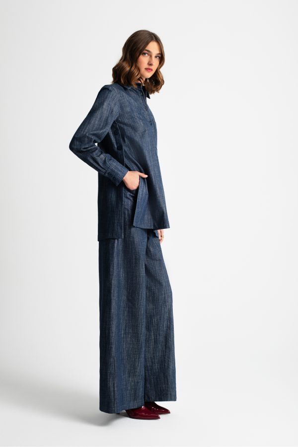 High-waist denim trousers with wide-leg - Moutaki - Image 4