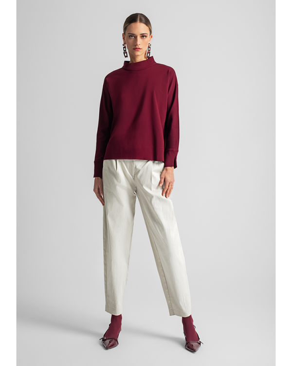 High-waist tapered trousers with pleats - Moutaki