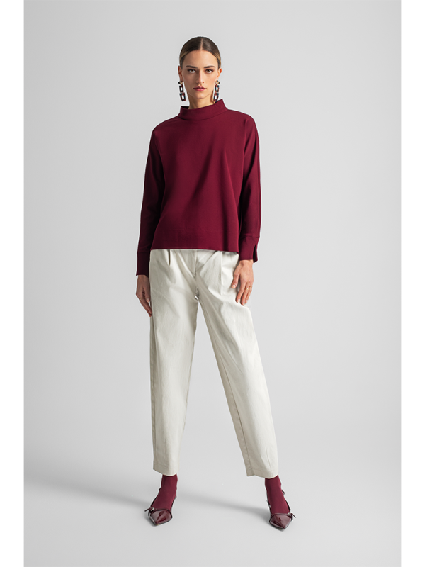 High-waist tapered trousers with pleats - Moutaki