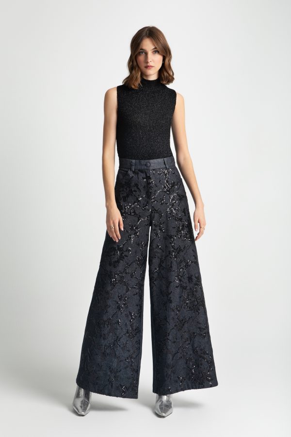 Sequin wide-leg trousers - Moutaki - Image 2