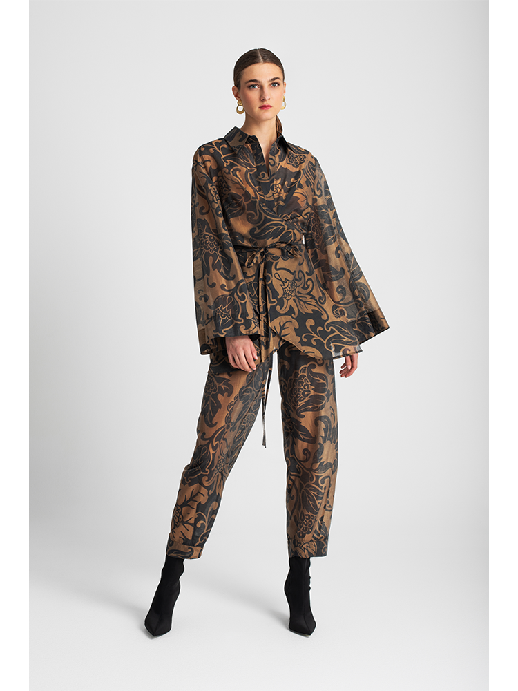 Brouska - MKW25-2503148 Baroque print tapered trousers - Moutaki