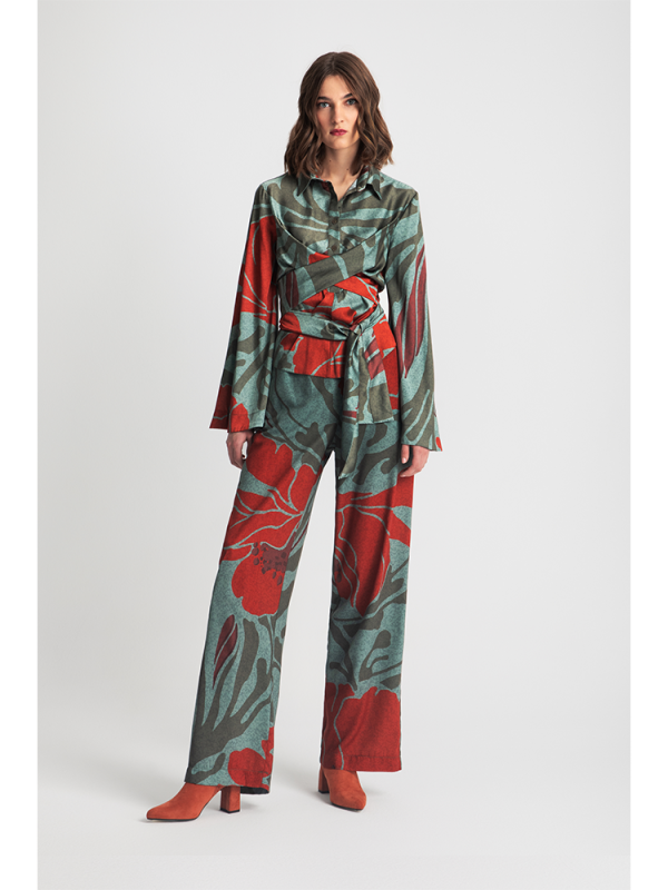 Wide-leg printed trousers - Moutaki