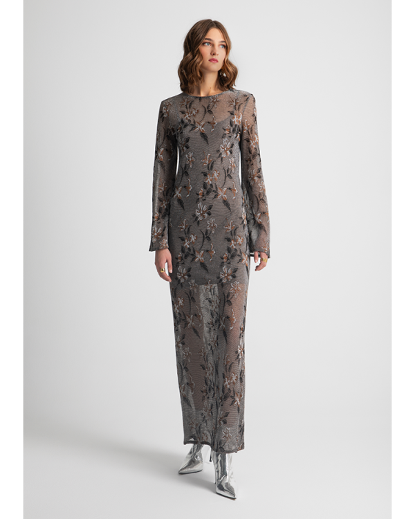 Embroidered sheer maxi dress - Moutaki