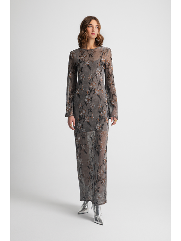 Embroidered sheer maxi dress - Moutaki