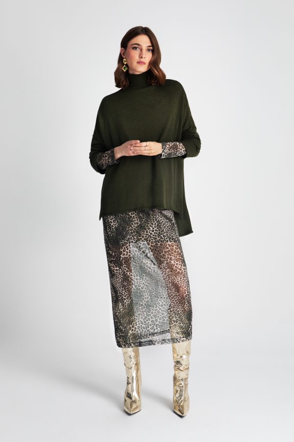 Printed mesh turtleneck dress - Moutaki - Image 2