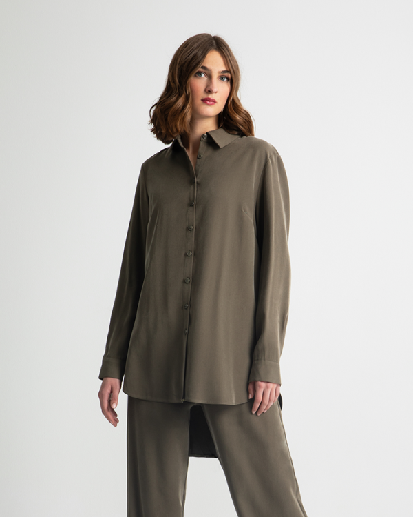 Longline shirt with classic collar - Moutaki