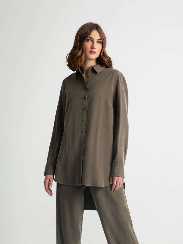 Longline shirt with classic collar - Moutaki