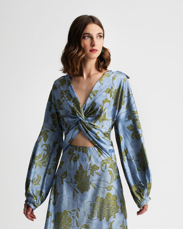 Floral printed wrap blouse - Moutaki