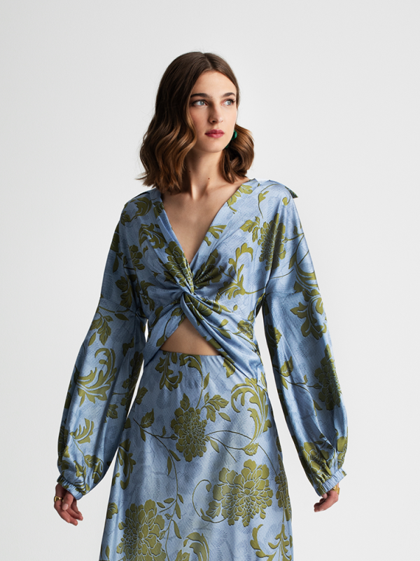 Floral printed wrap blouse - Moutaki
