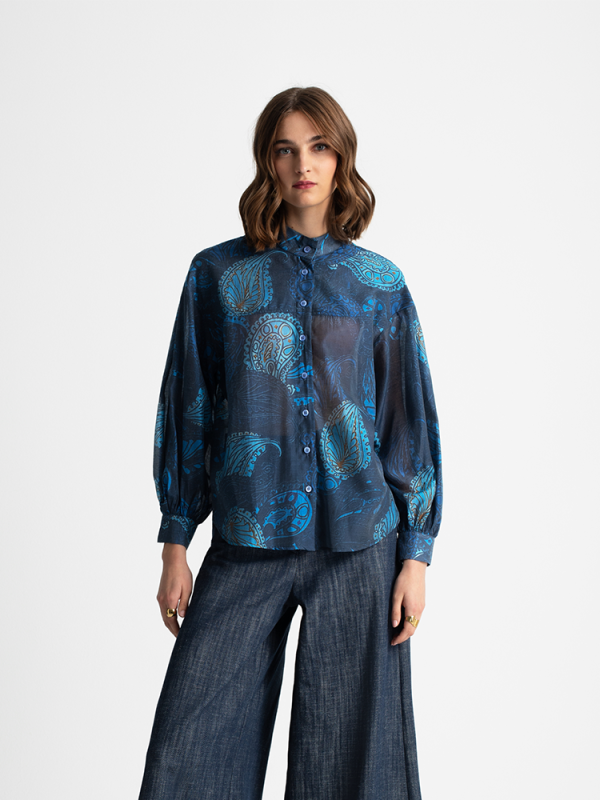 Lightweight shirt with  long balloon sleeves - Moutaki
