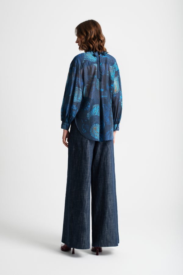 Lightweight shirt with  long balloon sleeves - Moutaki - Image 3