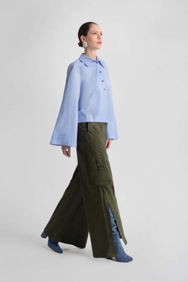 Striped shirt with flared sleeves - Moutaki - Image 4