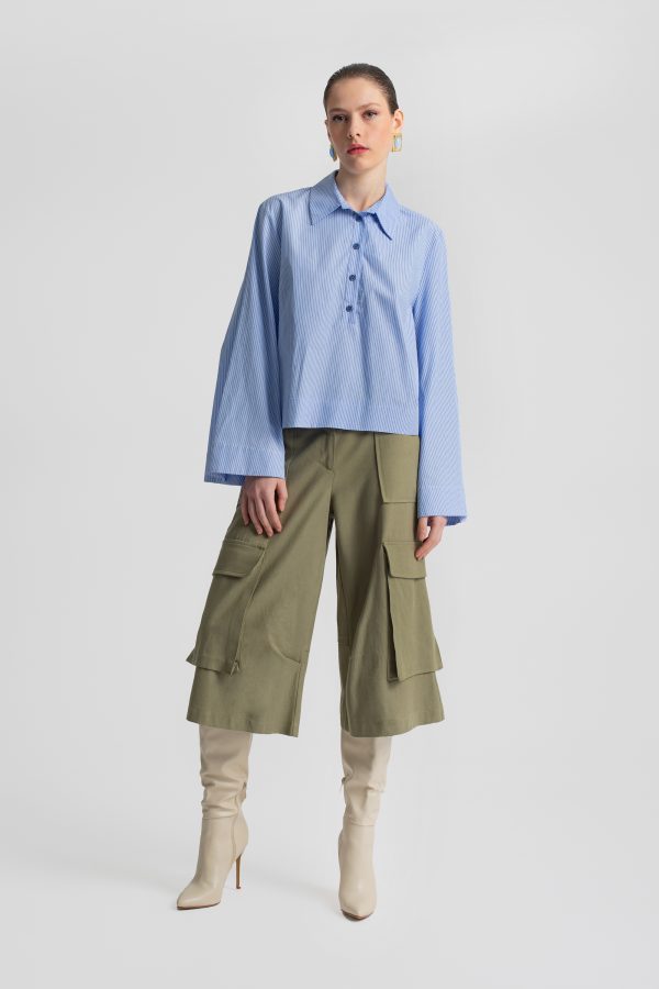 Striped shirt with flared sleeves - Moutaki - Image 5