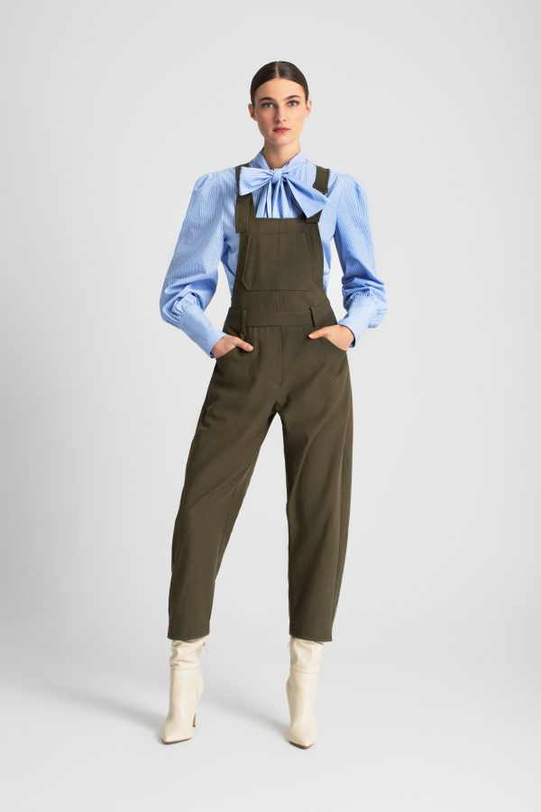 Striped shirt with bow tie and puff sleeves - Moutaki - Image 3