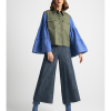Shirt with fabric combination with flared sleeves - Moutaki