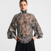 Sheer embroidered high-neck blouse - Moutaki