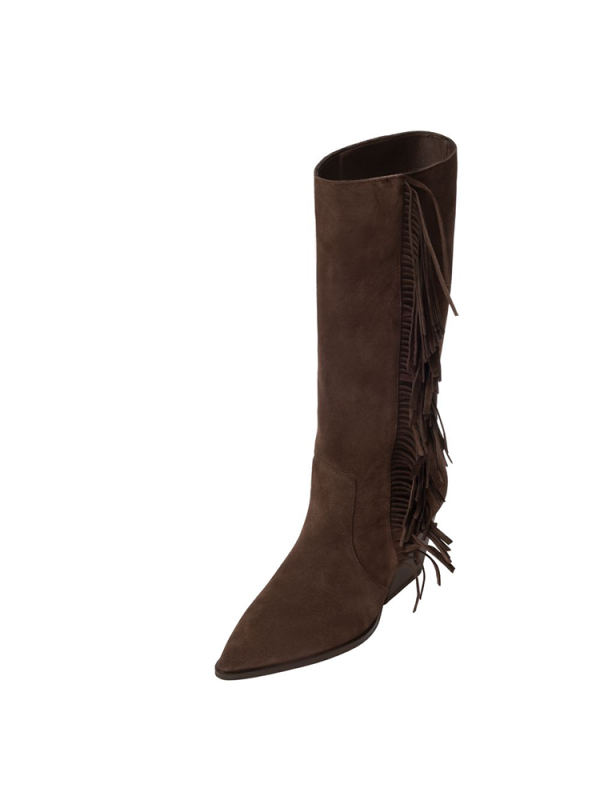 Suede fringe tall cowboy boots - Sante Shoes - Image 7