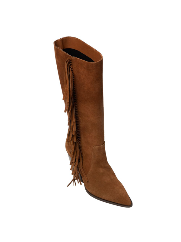 Suede fringe tall cowboy boots - Sante Shoes - Image 2