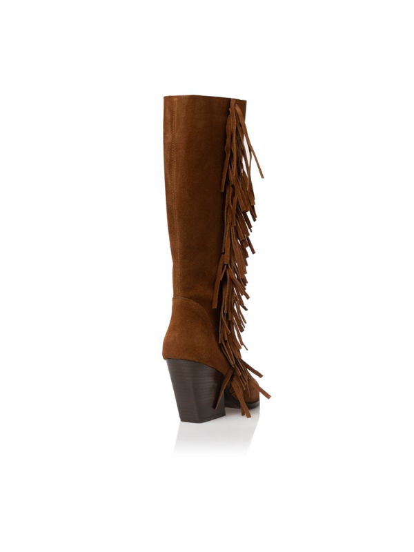 Suede fringe tall cowboy boots - Sante Shoes - Image 3