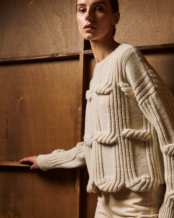 Textured knit sweater with 3D ribbed detailing - Tailor Made Knitwear - Image 5
