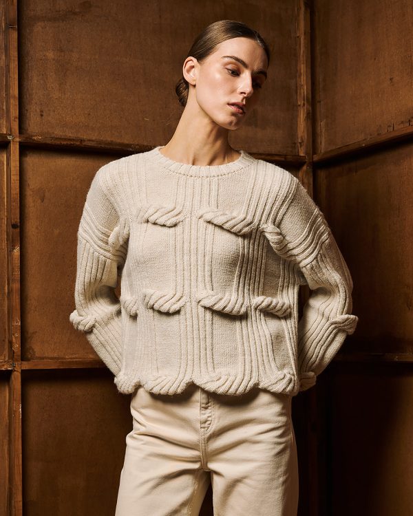 Textured knit sweater with 3D ribbed detailing - Tailor Made Knitwear - Image 6