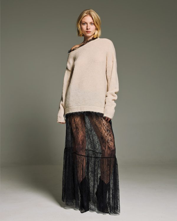 Open neck lace knit sweater - Tailor Made Knitwear - Image 5