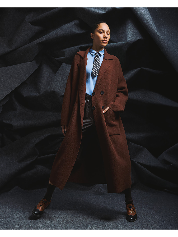 Brouska - TMW25-0735 Oversized long cardigan coat with button closure - Tailor Made Knitwear