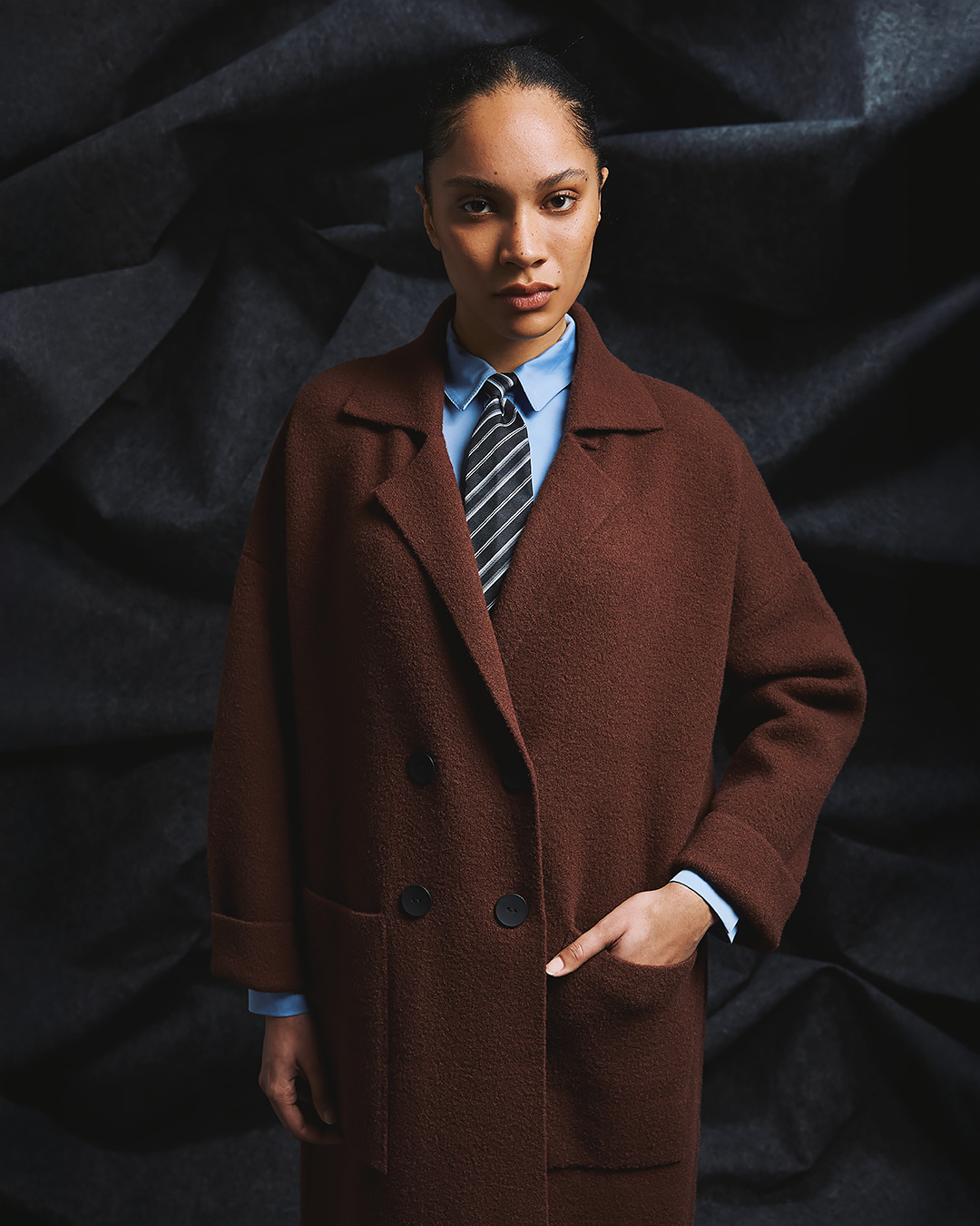 Brouska - TMW25-0735 Oversized long cardigan coat with button closure - Tailor Made Knitwear - Image 2