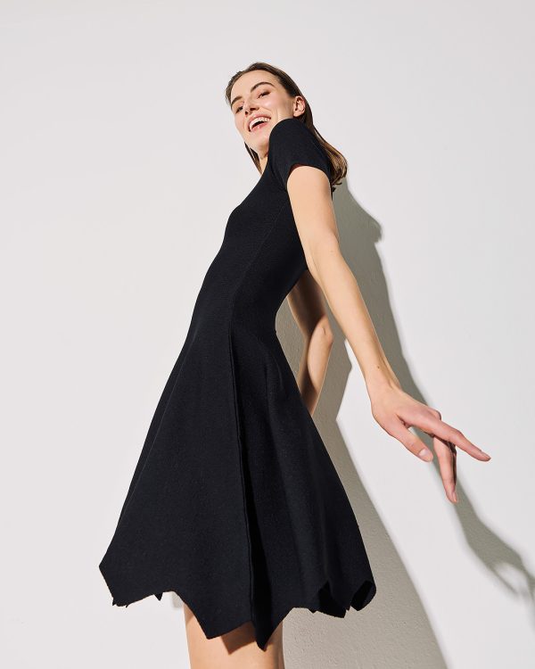 Short sleeve knit dress with flared hem - Tailor Made Knitwear - Image 2