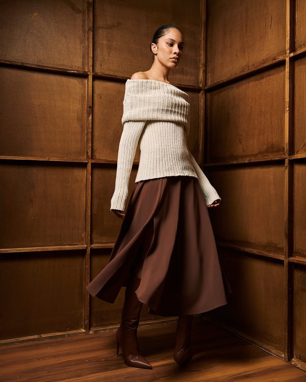 Off-shoulder ribbed knit sweater - Tailor Made Knitwear - Image 2