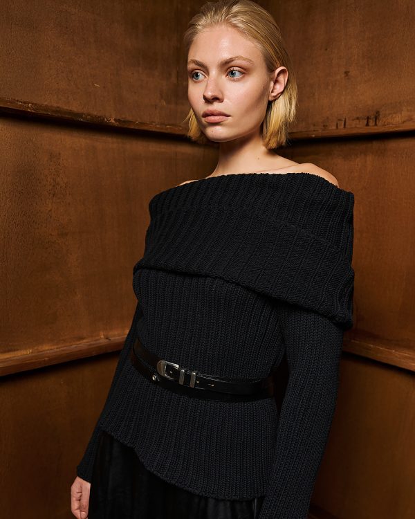 Off-shoulder ribbed knit sweater - Tailor Made Knitwear - Image 4