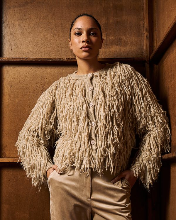 Short fringed knit cardigan - Tailor Made Knitwear - Image 3