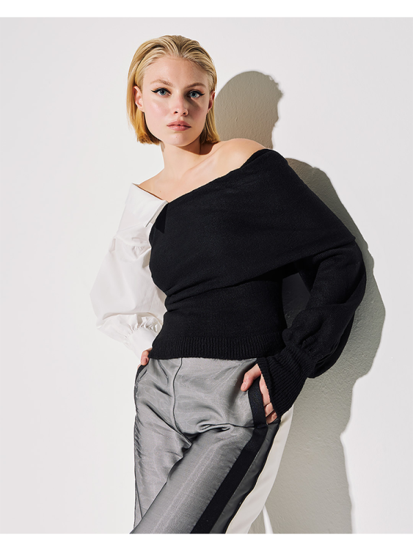 Two-tone shirt knit sweater - Tailor Made Knitwear
