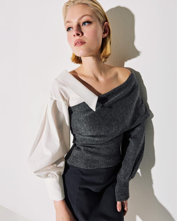 Two-tone shirt knit sweater - Tailor Made Knitwear - Image 3