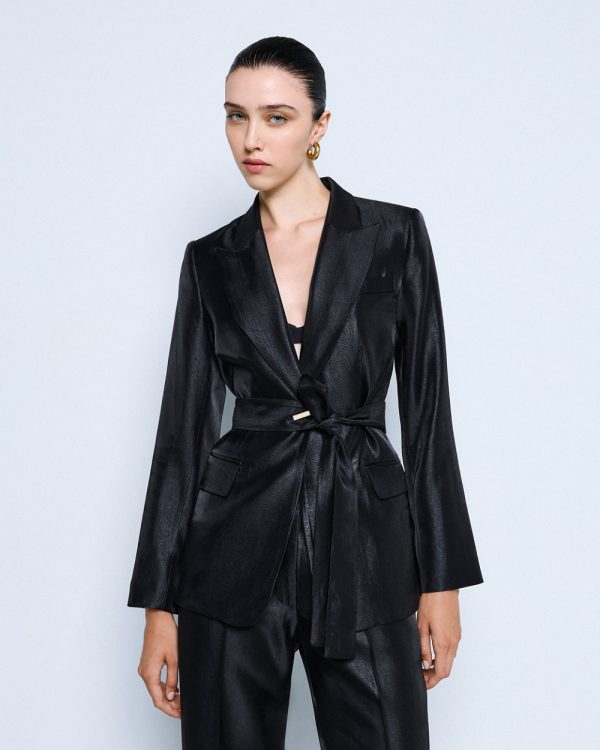 Tailored shimmery blazer with belt - Access Fashion