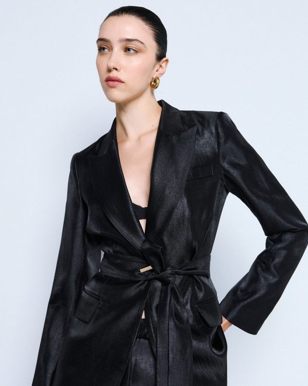 Tailored shimmery blazer with belt - Access Fashion - Image 3