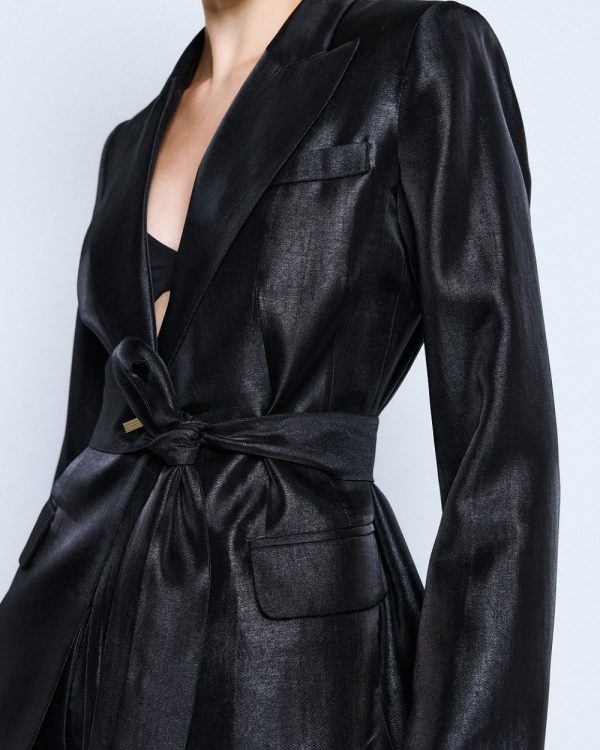 Tailored shimmery blazer with belt - Access Fashion - Image 4