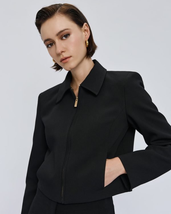 Copped jacket with collar - Access Fashion - Image 3