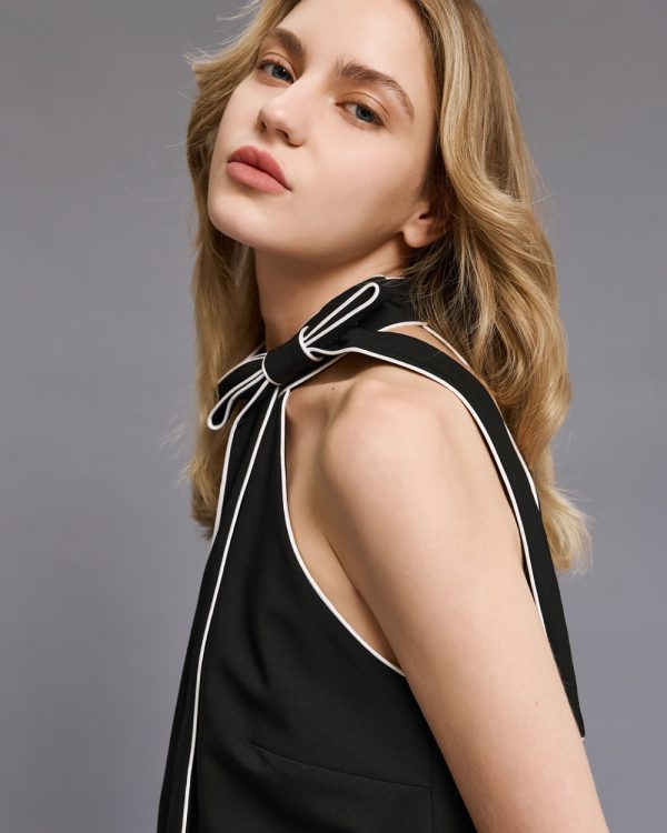Halter top with piping and bow - Access Fashion - Image 5