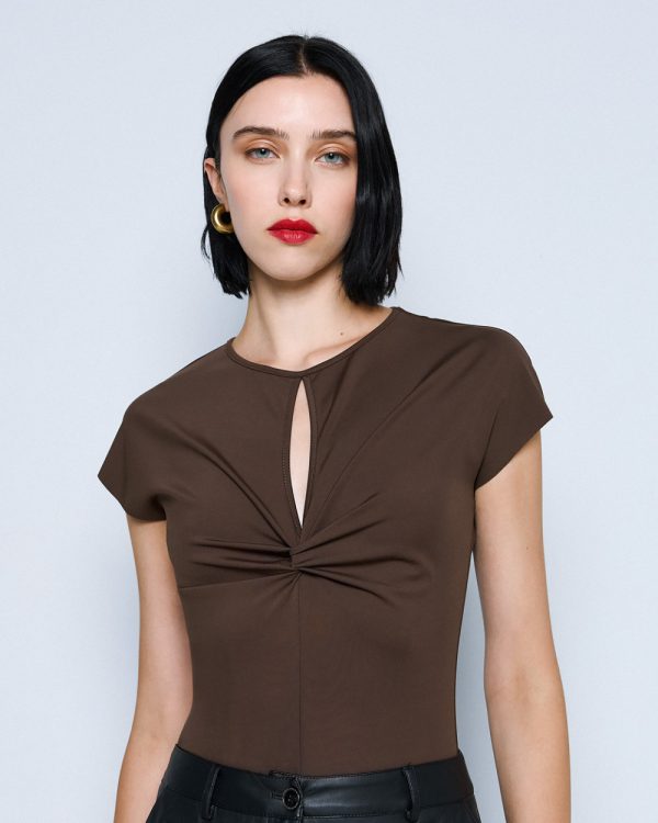 Cut-out bodysuit with knot detail - Access Fashion