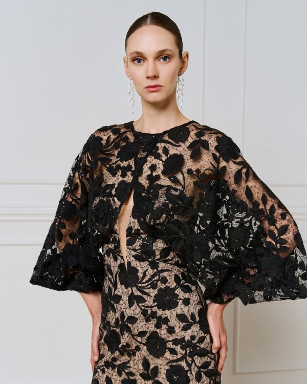 Mesh bolero with floral embroidery and sequins - Access Fashion
