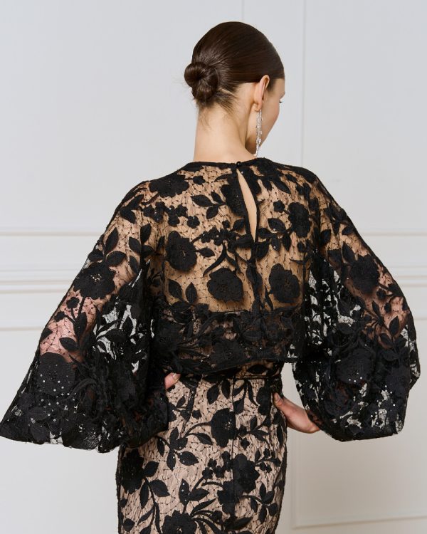 Mesh bolero with floral embroidery and sequins - Access Fashion - Image 3