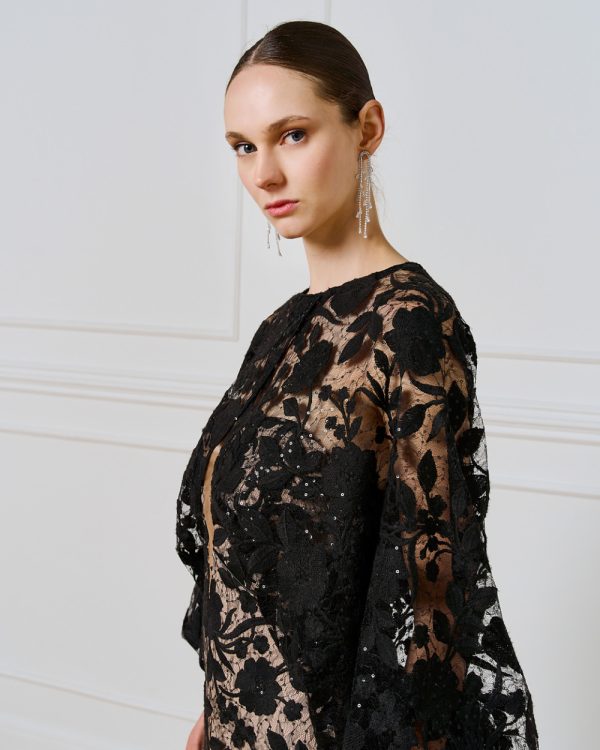 Mesh bolero with floral embroidery and sequins - Access Fashion - Image 4