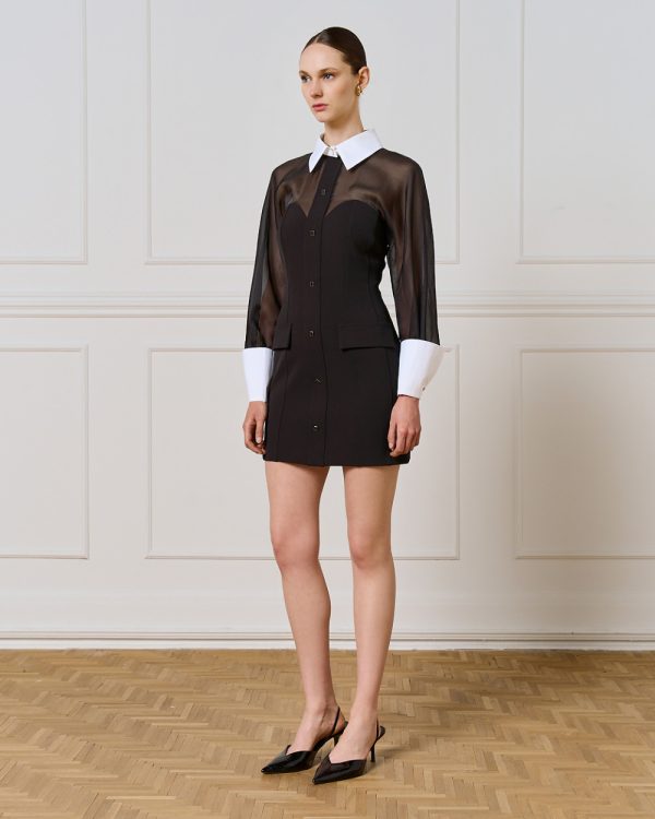 Dress with sheer details and buttons - Access Fashion