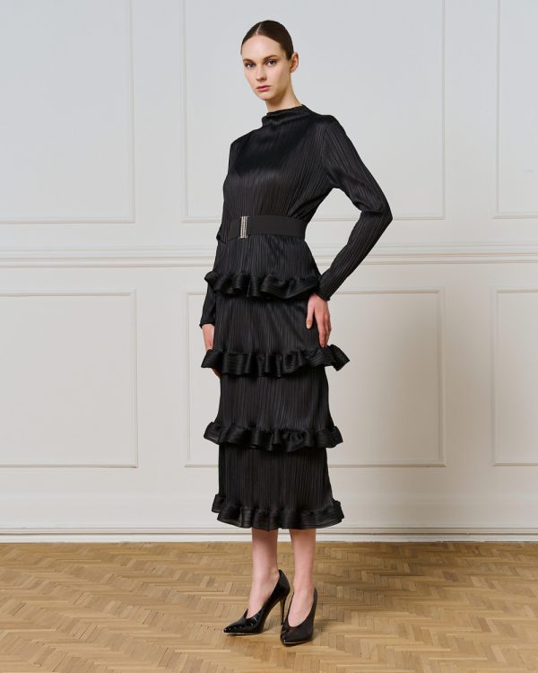 Pleated dress with ruffles - Access Fashion